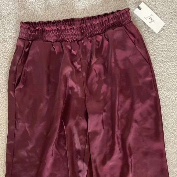 IVY Smocked Waist Satin Pull-On Wide Leg Pant with Pockets, sz S - Picture 4 of 14